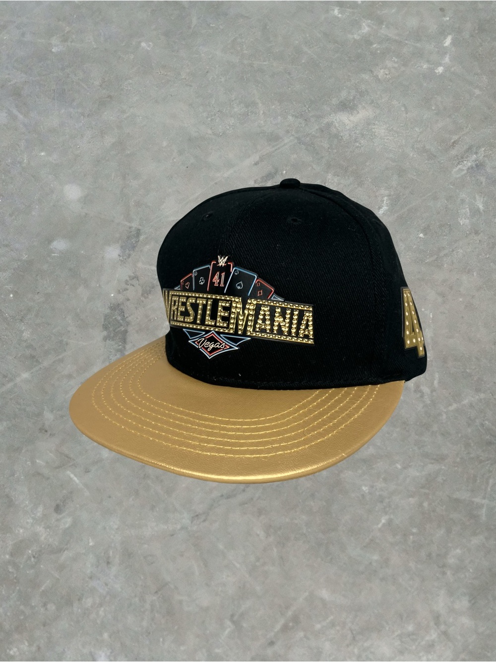 WWE Wrestlemania 41 Snapback Hat Black Gold Las Vegas NWT New